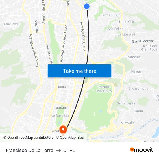 Francisco De La Torre to UTPL map