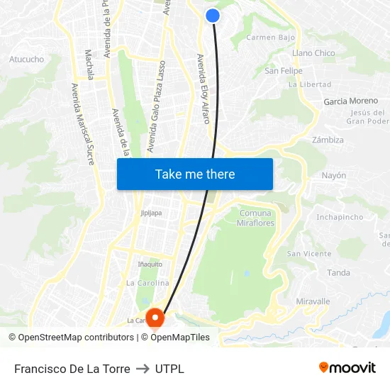 Francisco De La Torre to UTPL map