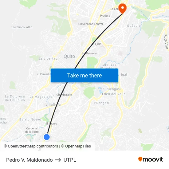 Pedro V. Maldonado to UTPL map