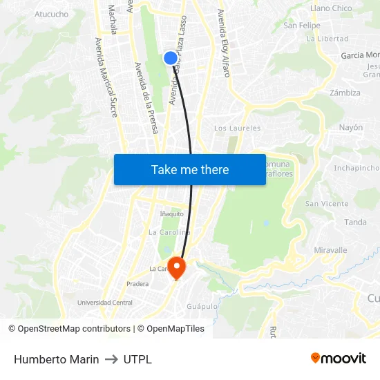 Humberto Marin to UTPL map