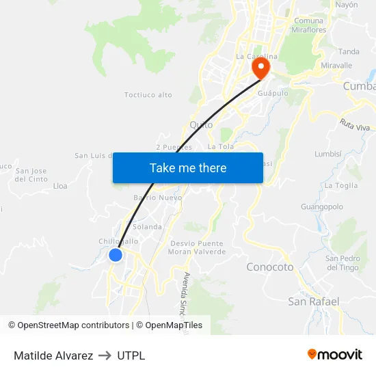 Matilde Alvarez to UTPL map