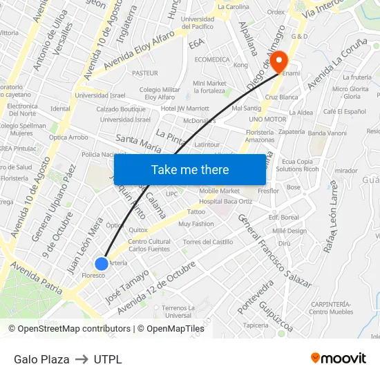 Galo Plaza to UTPL map