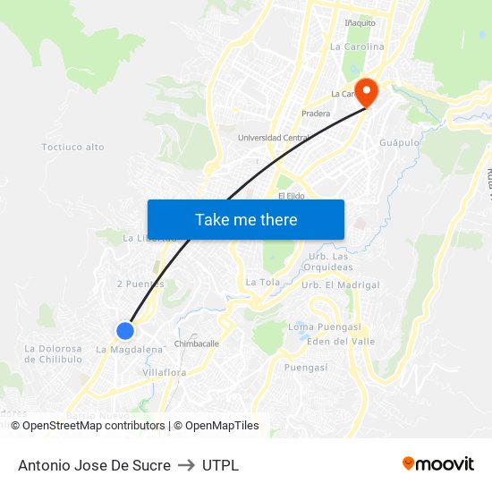 Antonio Jose De Sucre to UTPL map