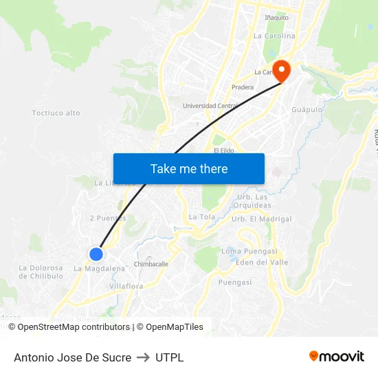Antonio Jose De Sucre to UTPL map
