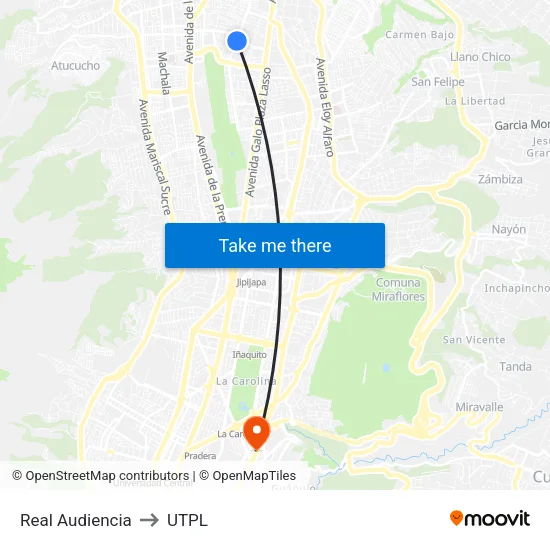 Real Audiencia to UTPL map