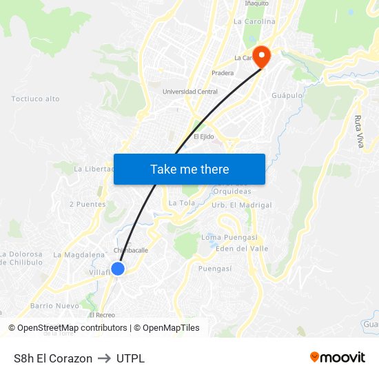 S8h   El Corazon to UTPL map