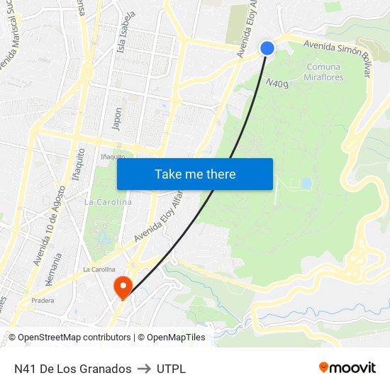 N41 De Los Granados to UTPL map