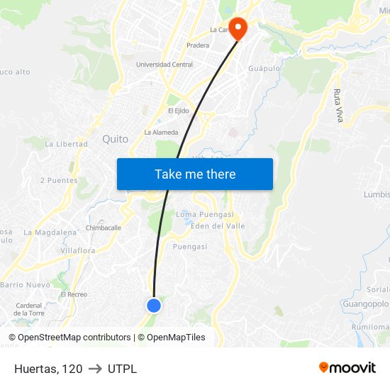 Huertas, 120 to UTPL map