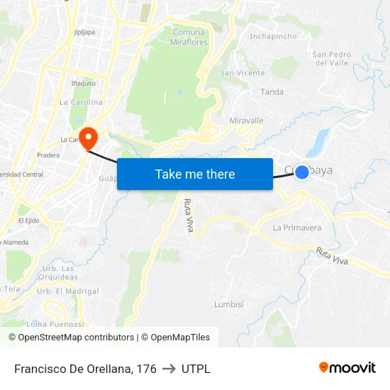 Francisco De Orellana, 176 to UTPL map