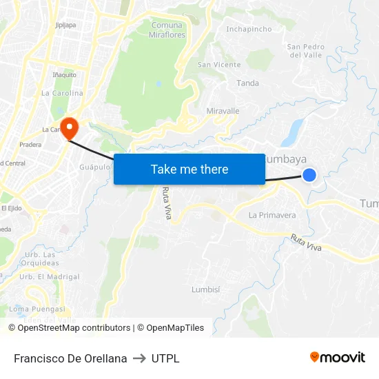 Francisco De Orellana to UTPL map