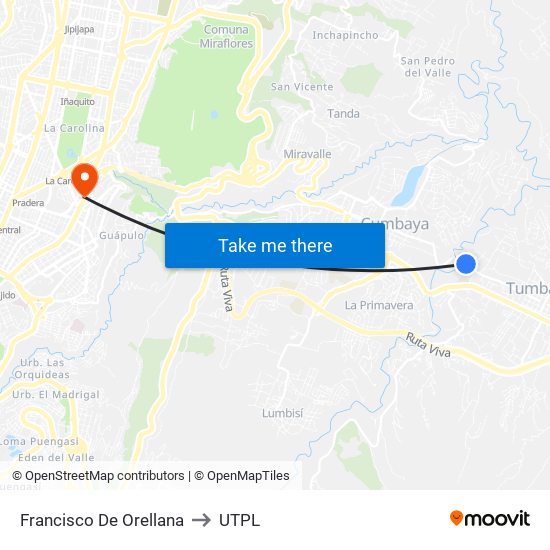 Francisco De Orellana to UTPL map
