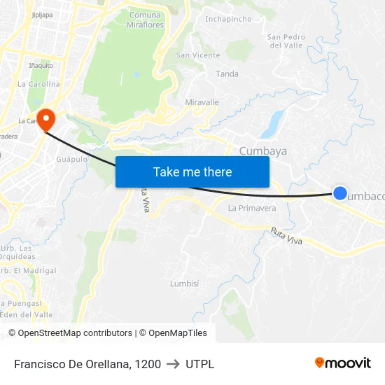 Francisco De Orellana, 1200 to UTPL map