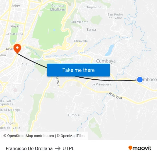Francisco De Orellana to UTPL map