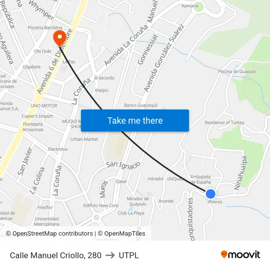 Calle Manuel Criollo, 280 to UTPL map