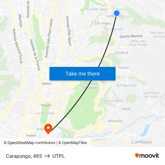 Carapungo, 485 to UTPL map