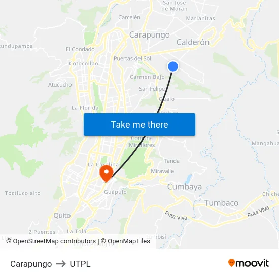 Carapungo to UTPL map
