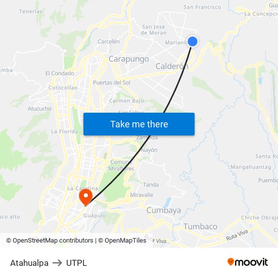 Atahualpa to UTPL map