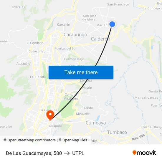 De Las Guacamayas, 580 to UTPL map
