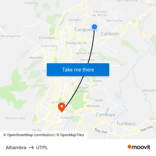 Alhambra to UTPL map