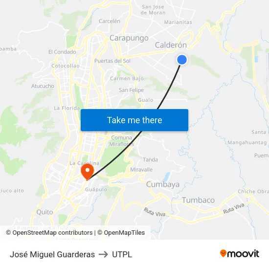 José Miguel Guarderas to UTPL map