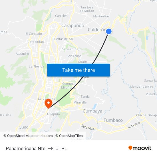 Panamericana Nte to UTPL map