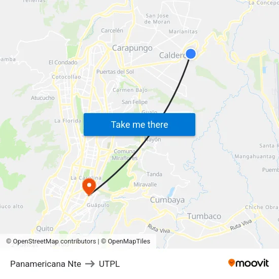 Panamericana Nte to UTPL map