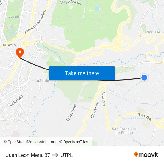 Juan Leon Mera, 37 to UTPL map