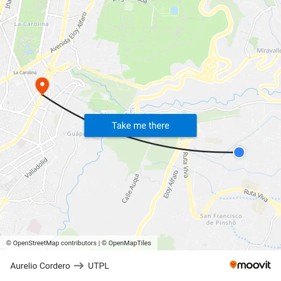 Aurelio Cordero to UTPL map