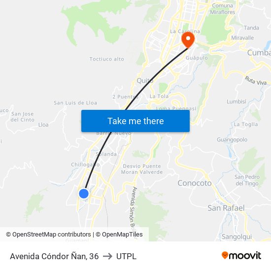 Avenida Cóndor Ñan, 36 to UTPL map