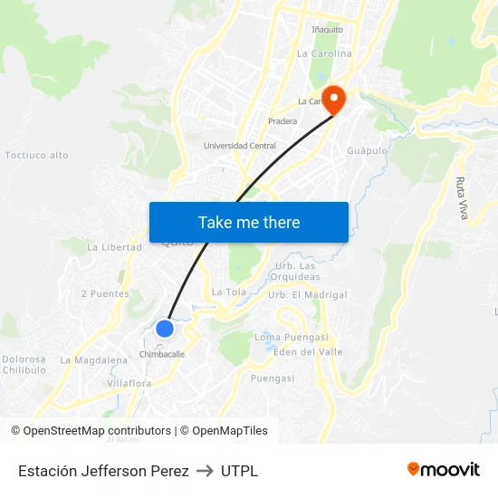 Estación Jefferson Perez to UTPL map