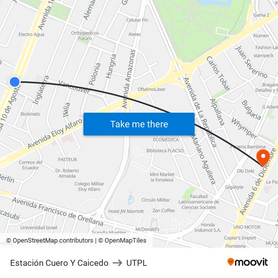 Estación Cuero Y Caicedo to UTPL map