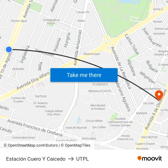 Estación Cuero Y Caicedo to UTPL map