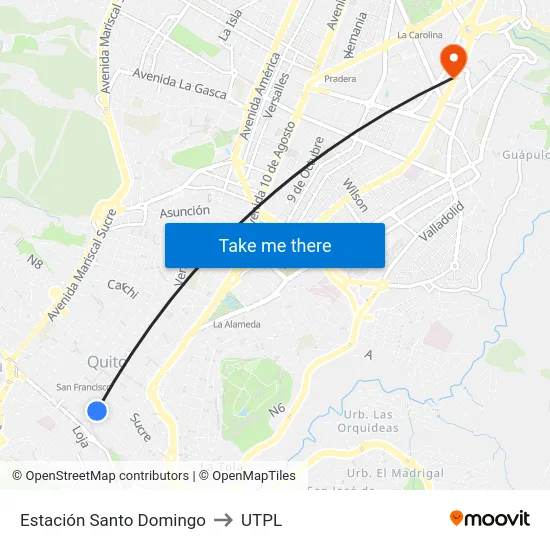 Estación Santo Domingo to UTPL map