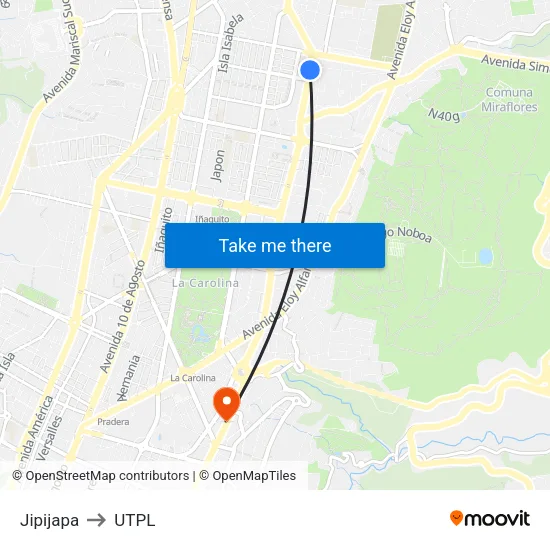 Jipijapa to UTPL map