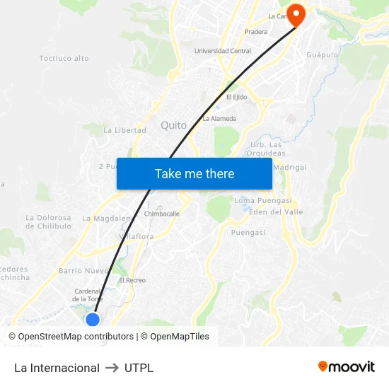 La Internacional to UTPL map