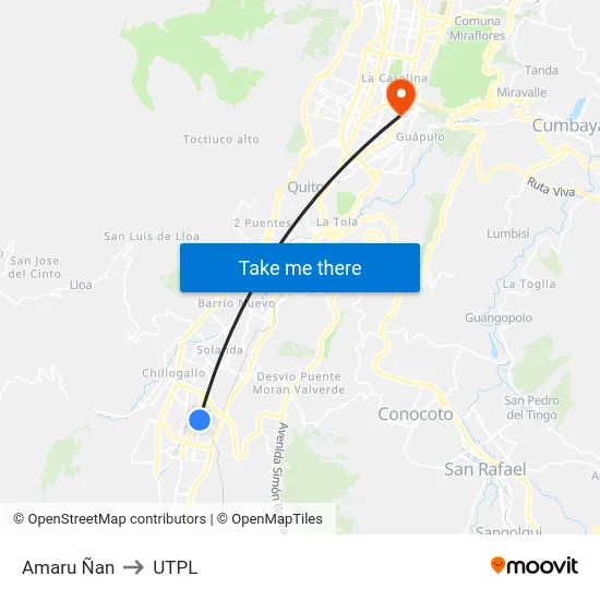 Amaru Ñan to UTPL map