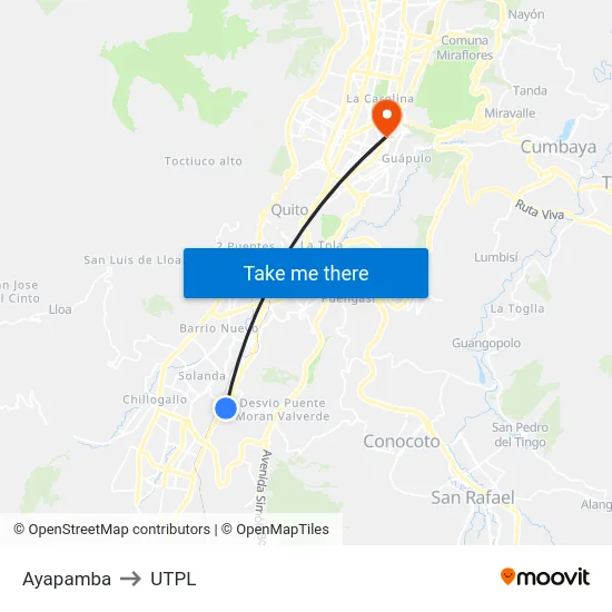 Ayapamba to UTPL map