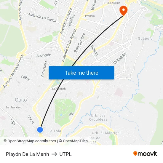 Playón De La Marín to UTPL map