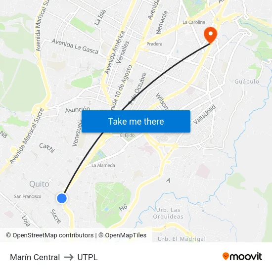 Marín Central to UTPL map