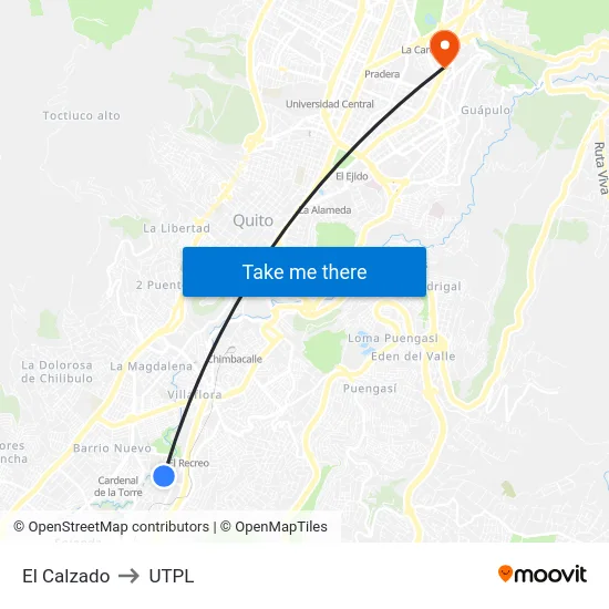 El Calzado to UTPL map
