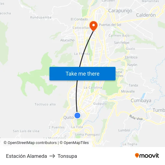 Estación Alameda to Tonsupa map