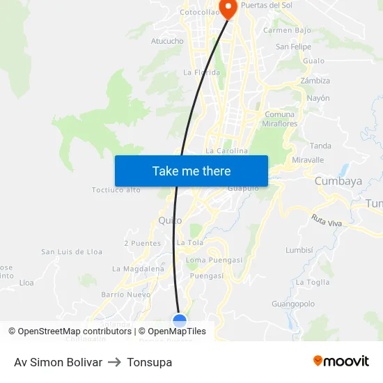Av Simon Bolivar to Tonsupa map