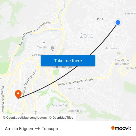 Amalia Eriguen to Tonsupa map
