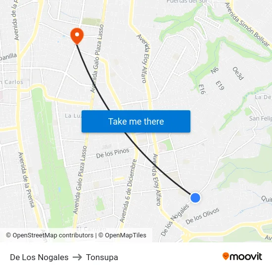 De Los Nogales to Tonsupa map