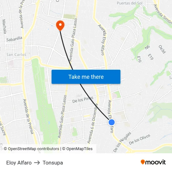 Eloy Alfaro to Tonsupa map
