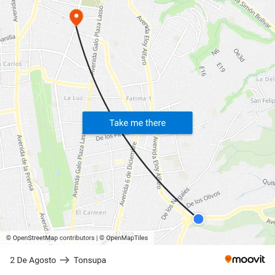 2 De Agosto to Tonsupa map