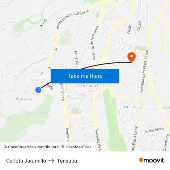 Carlota Jaramillo to Tonsupa map