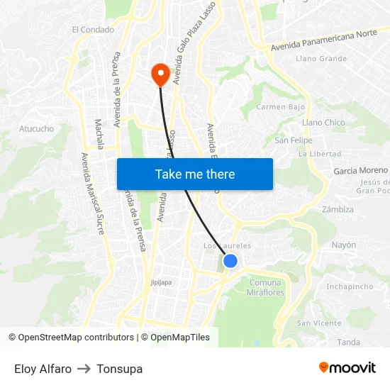 Eloy Alfaro to Tonsupa map