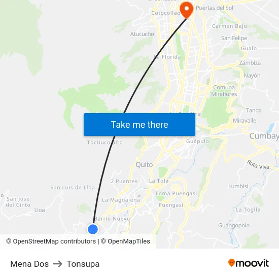 Mena Dos to Tonsupa map