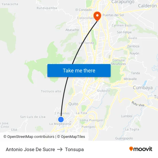 Antonio Jose De Sucre to Tonsupa map
